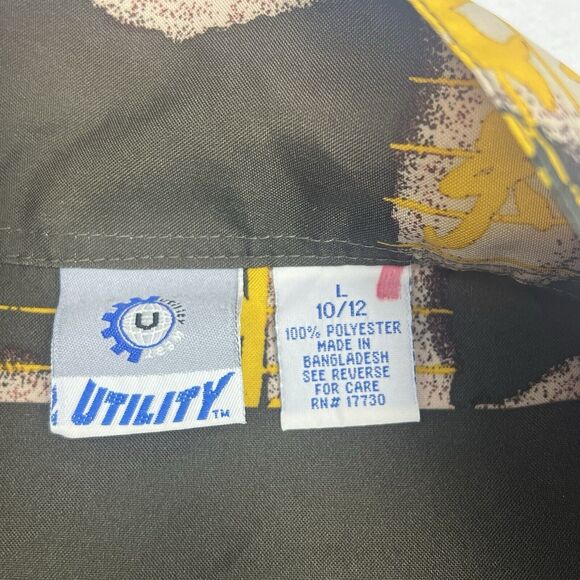 VTG Y2K Utility Brand Dragon Shirt Youth 9/10 Button Down Brown/Yellow RARE - Picture 7 of 14
